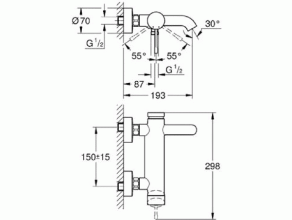 Смеситель для ванны с изливом Grohe Essence New 33624001