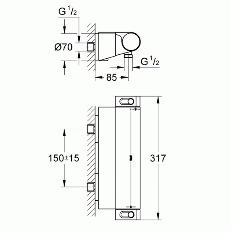 Термостат для душа с подключением шланга Grohe Grohtherm 2000 New 34469001