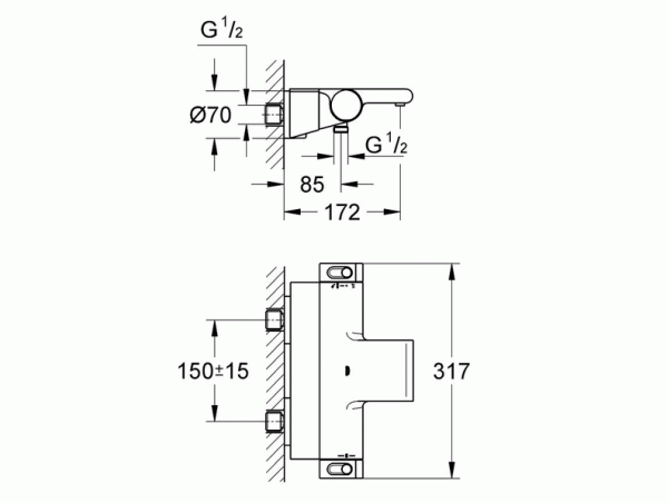 Термостат для ванны с изливом Grohe Grohtherm 2000 New 34464001