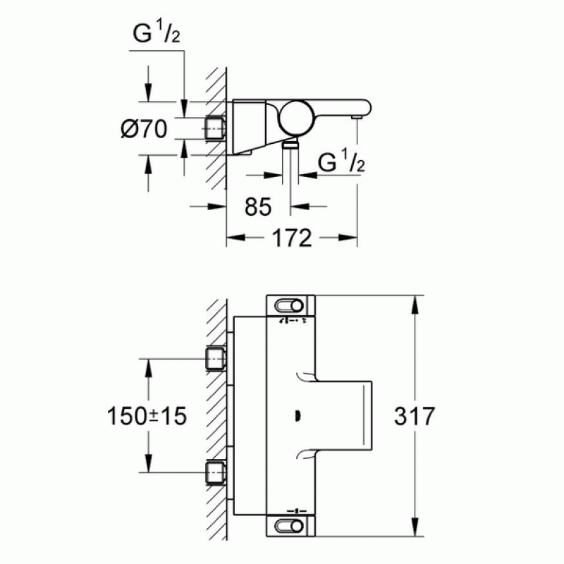 Термостат для ванны с изливом Grohe Grohtherm 2000 New 34464001