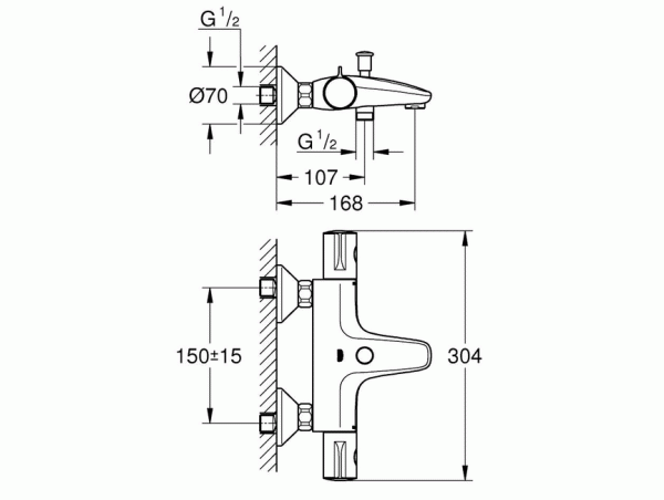 Термостат для ванны с душевым гарнитуром Grohe Grohtherm 800 3456727924