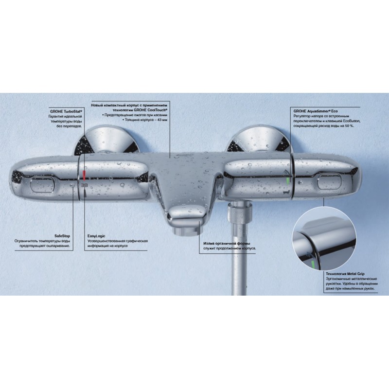 Термостат для ванны с душевым гарнитуром Grohe Grohtherm 1000 3481627579